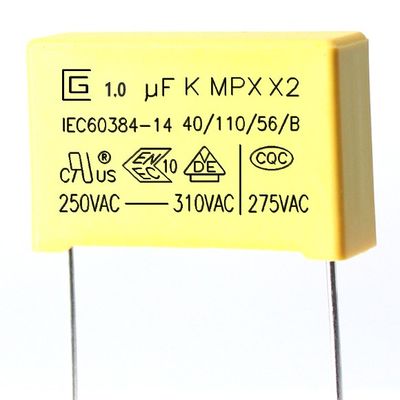 condensatore 1.0Uf di sicurezza di 105K X2 con le proprietà ignifughe eccellenti P22.5MM