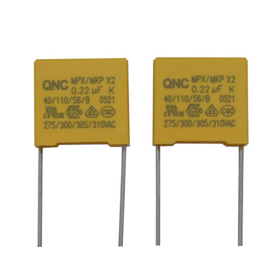Capacitore di sicurezza X2 radiale 10.1UF 0.47UF1.0UF 2.5 volte tensione di sovratensione da -40.C a 85.C Intervallo di temperatura di funzionamento