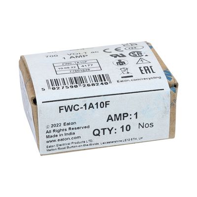 Eccellente capacità di ciclismo e prestazioni Cramic Fuse Eaton Bussmann 10 X 38 mm Ferrule Fuse FWC-1A10F